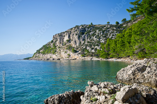 Plakat na papierze fotorealistycznym Piękna plaża na chorwackim wybrzeżu, makarska