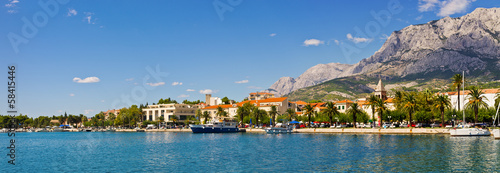 Naklejka na drzwi Panorama of Makarska city, Croatia