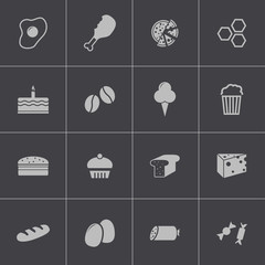 Wall Mural - Vector black food icons set