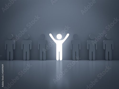 Fényképezés  Stand out from the crowd and different concept Light man