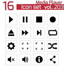 Wall Mural - vector black media player icons set