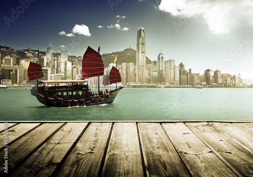 Naklejka samoprzylepna Port w hong Kongu