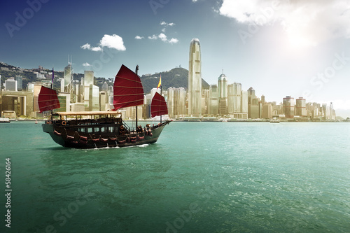 Naklejka samoprzylepna Port w hong Kongu
