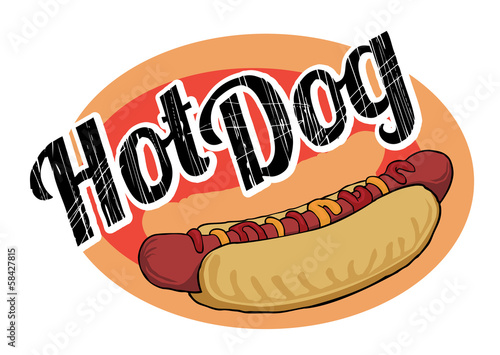 Naklejka - mata magnetyczna na lodówkę Vintage Hot Dogs Sign