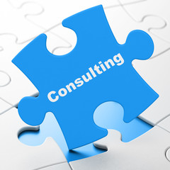 Finance concept: Consulting on puzzle background