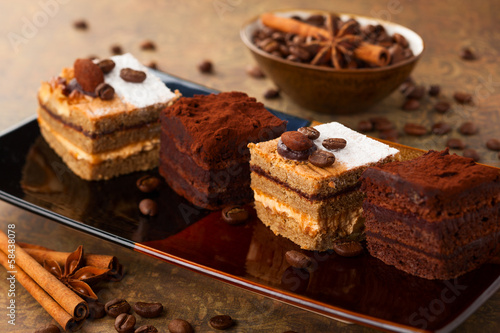 Nowoczesny obraz na płótnie Kawowe i czekoladowe ciasta