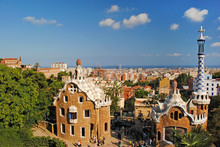 Modern Buildings At The Entrance To Park Guell In Barcelona, Spa