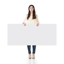 Asian Woman Holding Blank Board