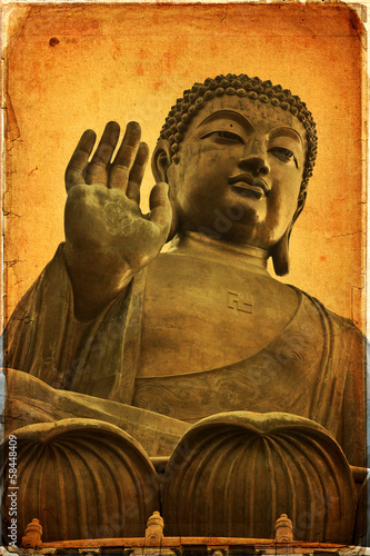 Obraz na płótnie canvas trzyczęściowy "tryptyk" Wielki budda klasztoru po lin - hong kong