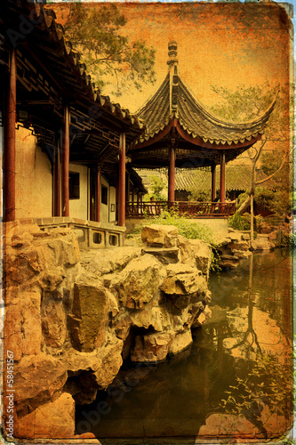 Naklejka samoprzylepna Chiński tradycyjny ogród - Suzhou - Chiny