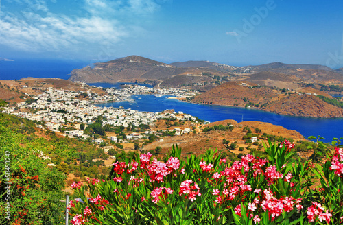 Naklejka samoprzylepna Malownicza wyspa Patmos, Dodekany, Grecja
