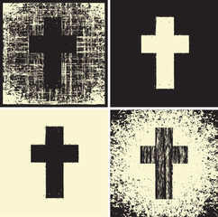 Wall Mural - set of banners with a cross and a variety of textures