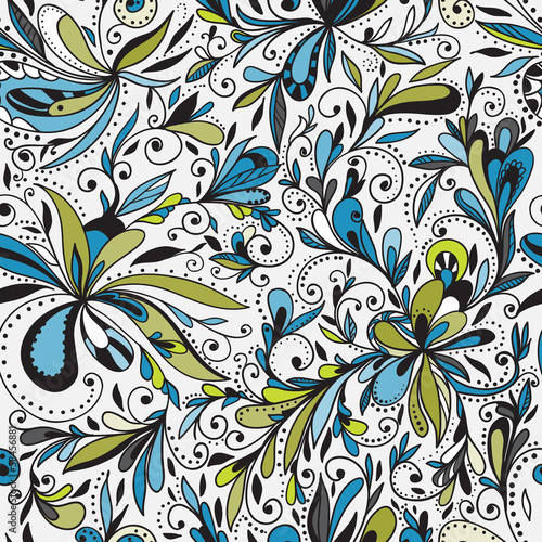 Obraz w ramie Seamless doodle floral background