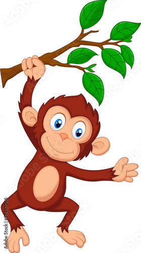 Naklejka dekoracyjna Cute monkey cartoon hanging