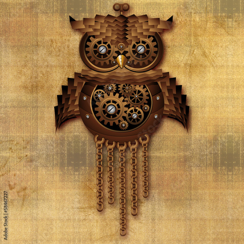 Steampunk Owl Vintage Style-Gufo Giocattolo Antico