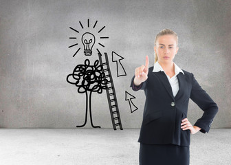 Wall Mural - Composite image of businesswoman pointing somewhere