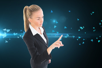 Wall Mural - Composite image of businesswoman pointing somewhere