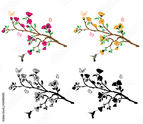Nowoczesny obraz na płótnie Flower Branches Wall Decal