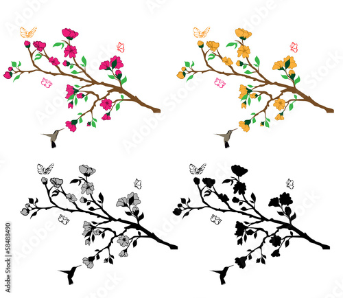 Naklejka dekoracyjna Flower Branches Wall Decal