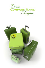 Sticker - Aerial view of a green luggage kit