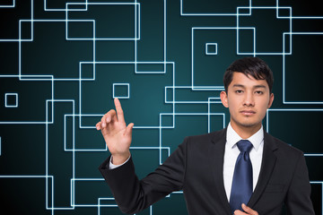 Poster - Composite image of unsmiling businessman touching