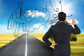 Poster - Composite image of asian businessman pointing