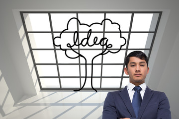 Poster - Composite image of unsmiling asian businessman with arms crossed