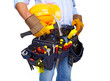 Worker with a tool belt. Construction.