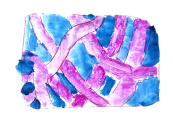 Sticker - abstract blue, purple, art isolated watercolor stain