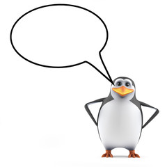 Fototapete - Cute penguin with an empty speech bubble