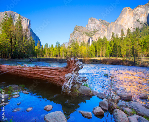 Fotoboard na płycie Yosemite merced rzeka el capitan i pół kopuła
