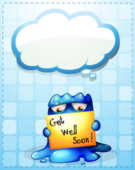 Poster - A monster holding a get-well-soon card with an empty callout