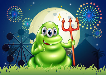 Poster - A death monster at the carnival with a firework display