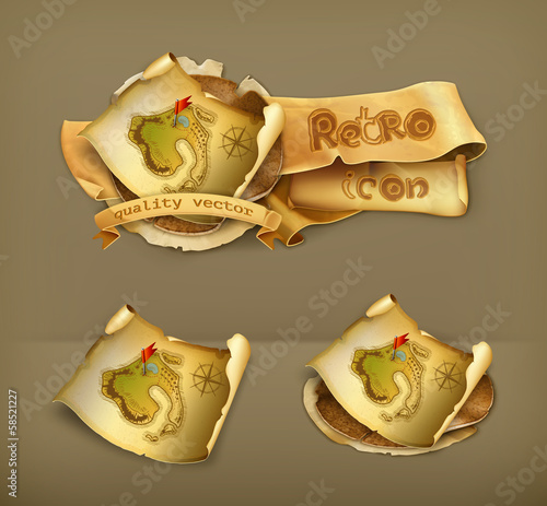 Old treasure map icon