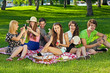 © belahoche - College students enjoying a picnic in the park.