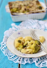 Canvas Print - Baked  pasta with meat and vegetables.