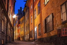 Gamla Stan In Stockholm At Night.