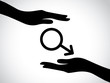 hand silhouette protecting male symbol health services symbol