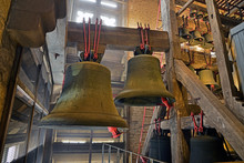Big Cathedral Bells. Interior Of Sint Rombout Church Tower. Mech