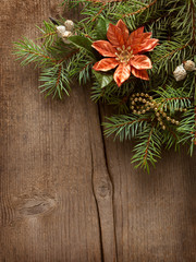 Canvas Print - Christmas decorations on wooden background