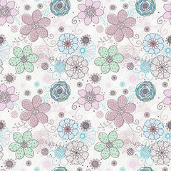Fototapete - Seamless floral pattern