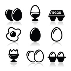 egg, fried egg, egg box icons set