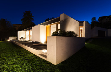 Wall Mural - beautiful modern house in cement, night scene