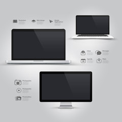Wall Mural - design ui elements with icons:informatic equipment