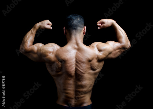 Fotografie, Obraz Back, shoulders and arms of muscular bodybuilder