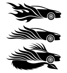 Sticker - black cars.