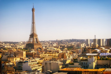 Wall Mural - Eiffel Tower, Paris, panoramic view from Triumphal Arch