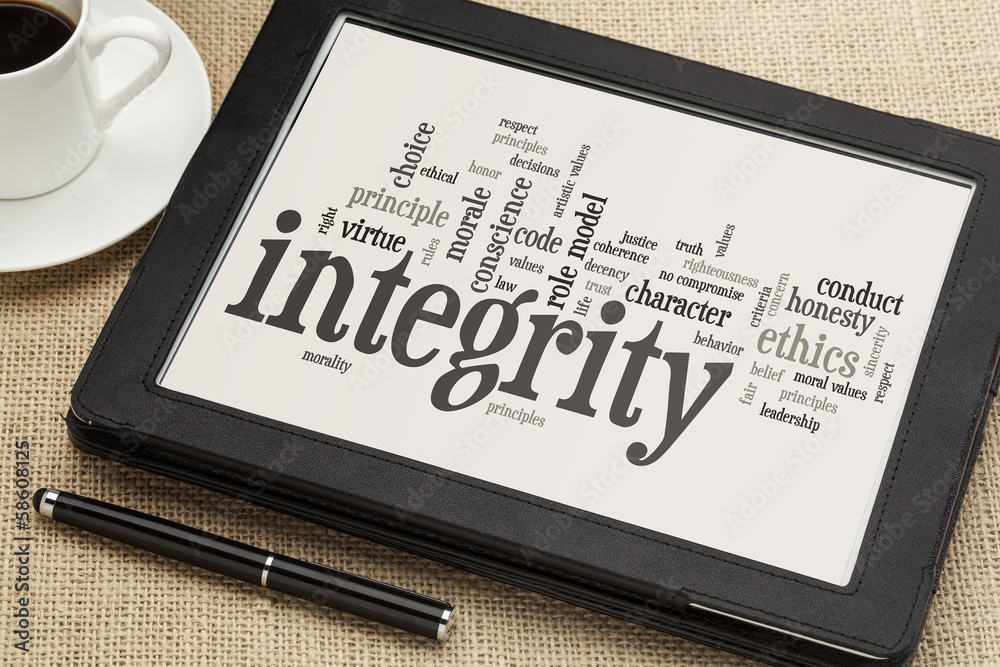 Integrity Word Cloud On Digital Tablet Wall Mural | Wallpaper Murals