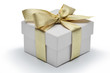 Gift box with golden ribbon bow