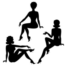 Silhouettes Of Beautiful Pin Up Girls 1950s Style.